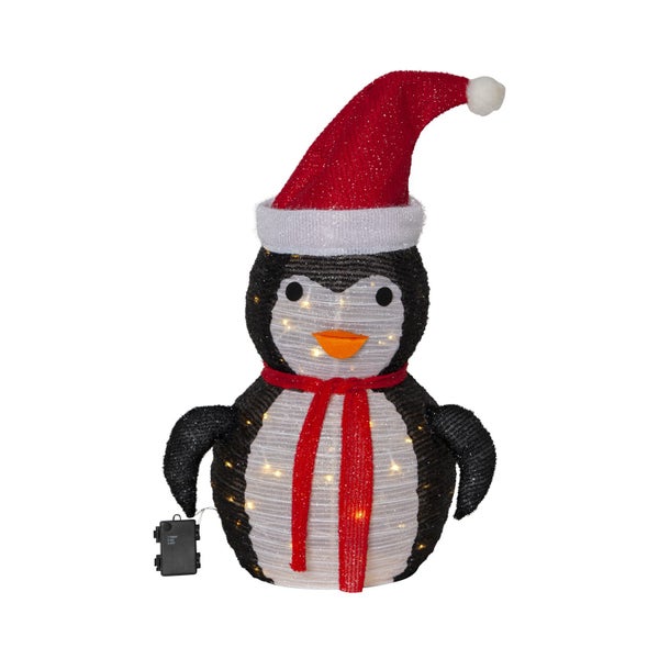 Weihnachtsdekoration Pinguin mit Mütze und Beleuchtung