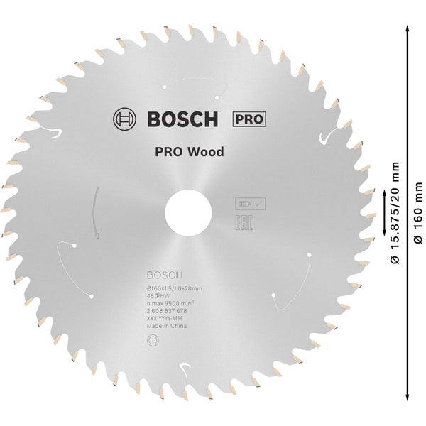Bosch PRO Wood cordless Blatt für Kreissägen 160 x 1,5 x 20 mm - 2608837678