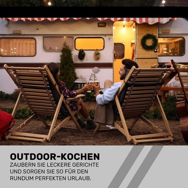 SENA Camping Gaskocher mit 4 Gaskartuschen Campingkocher 1-flammig max. Leistung 2,5 KW