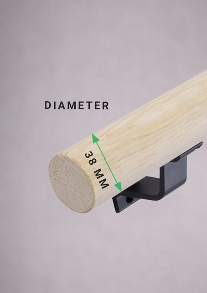HANDYSTAIRS Handlauf aus Holz – runder Handlauf Ø 38 mm – Kiefer – 200 cm – gerade enden