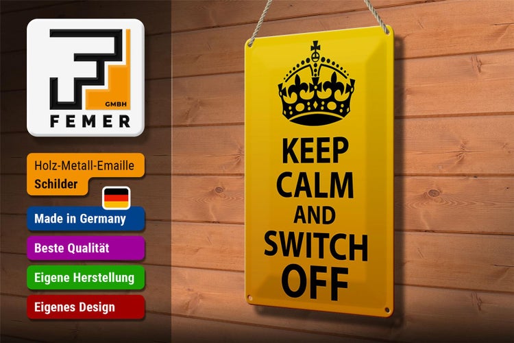 Blechschild Spruch 20x30cm Keep Calm and switch off