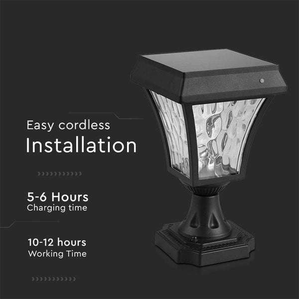 V-TAC VT-983-S - Solar-Standleuchte - 2W - 110 Lumen - 3IN1 - Mattschwarz - IP65