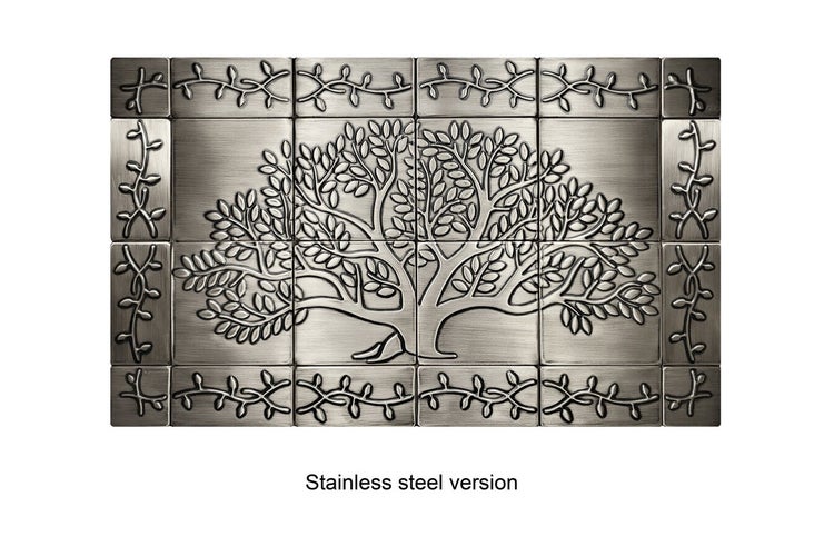 Edelstahl Wandfliesen mit Baum des Lebens Motiv