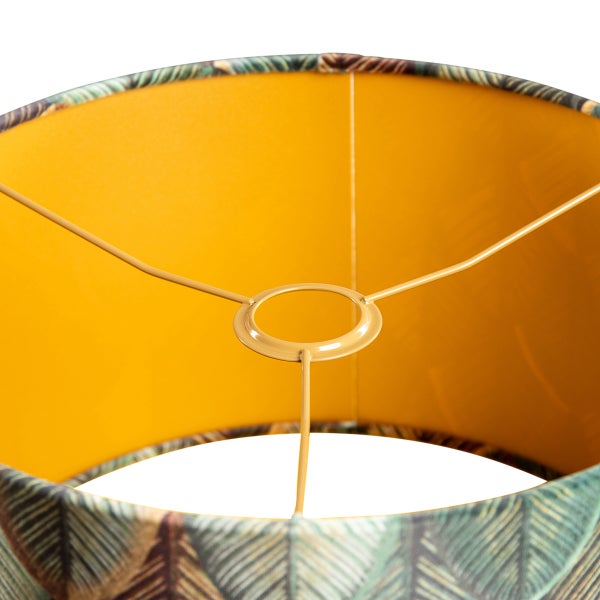 Samtlampenschirm mit Blattdesign und goldener Innenseite 35/35/20
