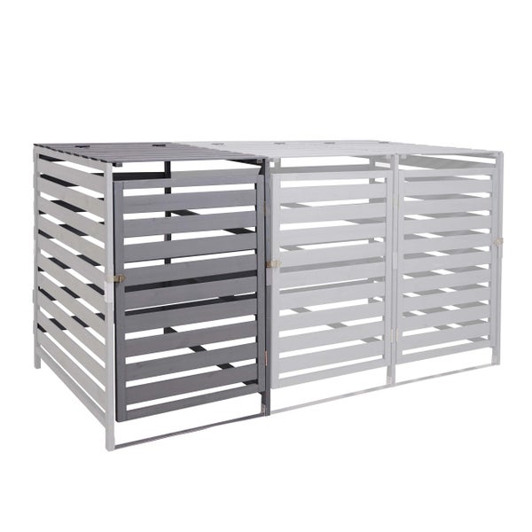 Mülltonnenbox für drei Mülltonnen mit Lamellen