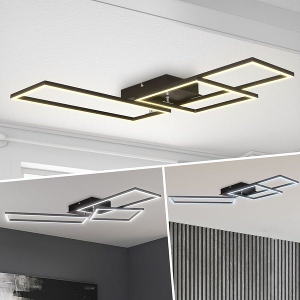 Deckenlampe 92,8x26 cm - 36W, 4200lm, LED, dimmbar, Fernbedienung, CCT, schwarz