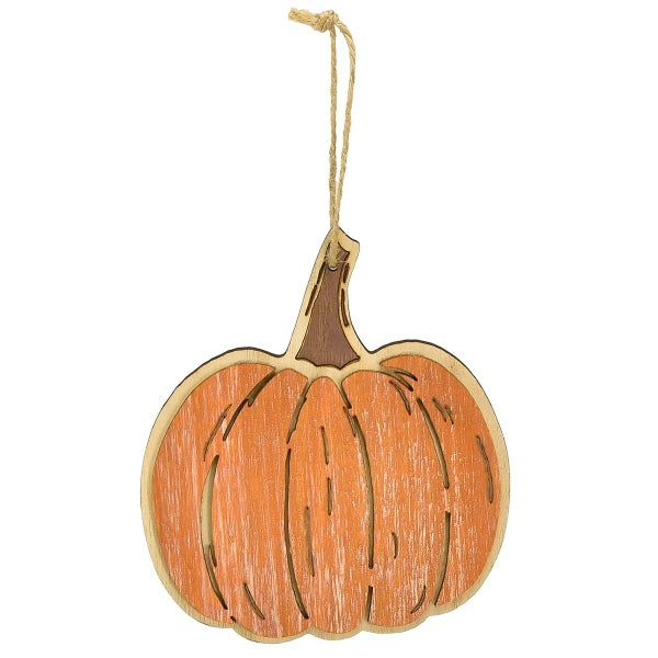 Dekorative Kürbis Holzfigur mit Aufhänger