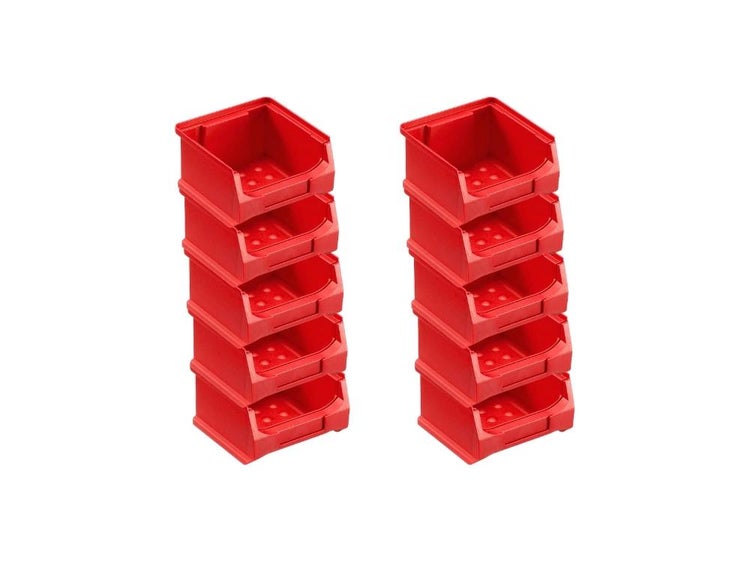 PROREGAL Rote Sichtlagerbox 1.0 HxBxT 6 x 10 x 10 cm 0,4 Liter Sichtlagerbehälter Sichtlagerkasten Sichtlagerkastensortiment Sortierbehälter