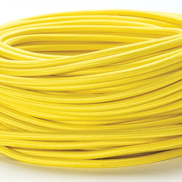 Textilkabel Gelb, 3-adrig, (3x 0,75 mm²) - Stoffkabel mit Erdleiter, Meterware