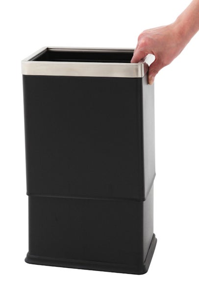PROREGAL Doppelwandiger Eckiger Edelstahl Papierkorb 10 Liter HxBxT 27,5 x 16,6 x 22,5 cm Schwarz