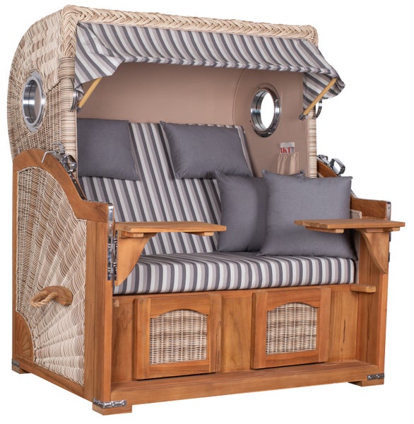 Strandkorb Rantum Grande Teak PE shell Dessin 545