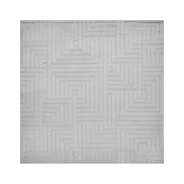 Quadratischer Teppich mit geometrischem Liniendesign und Reliefstruktur