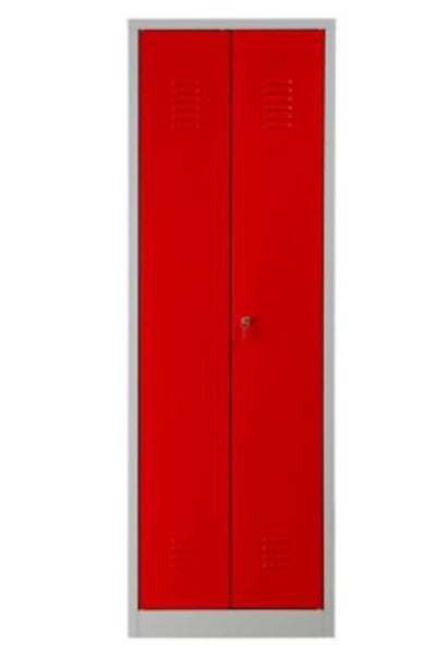PROREGAL Garderobenspind Camel 2-Fächer & 1-Schloss HxBxT 180 x 60 x 50 cm Zylinderschloss Grau-Rot