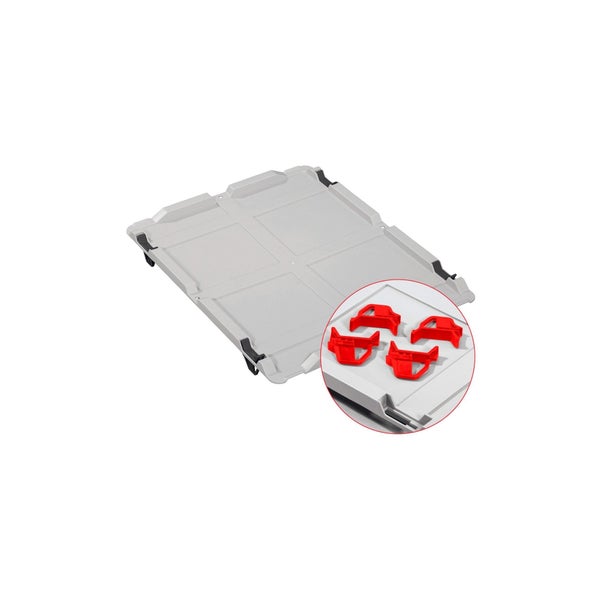 PROREGAL SuperSparSet 4x Eurobox NextGen Grip mit Auflagedeckel mit 4 Roten Schiebeschnappverschlüssen HxBxT 22 x 40 x 60 cm 44 Liter