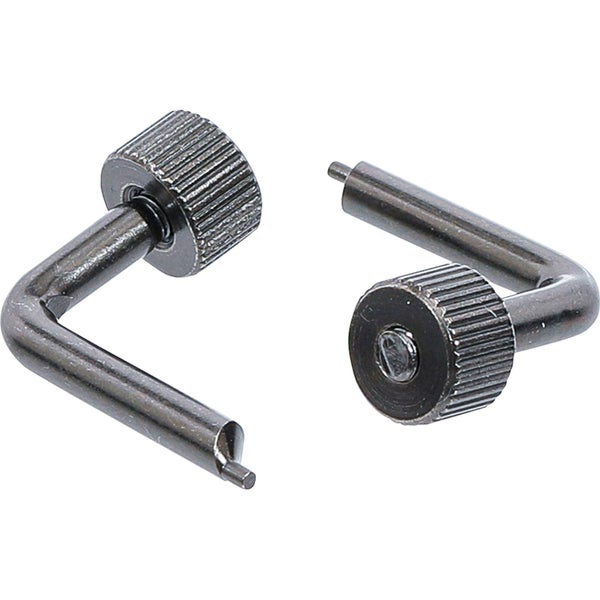 Zwei Justierschrauben mit Rändelkopf