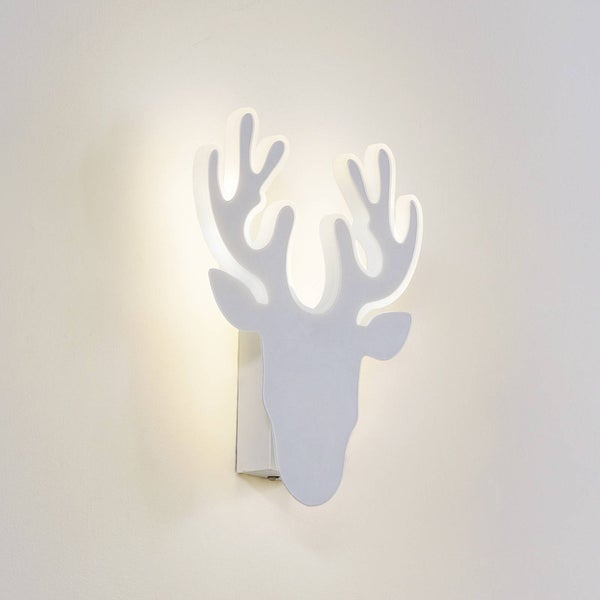 Lindby LED Wandleuchte, Wandlampe Innen Hirvi (Modern) in Weiß aus Metall (1 flammig ) - Wandstrahler Wandbeleuchtung Schlafzimmer / Wohnzimmer Wohnzimmerleuchte