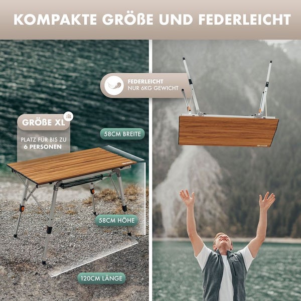 Naturbummler® Campingtisch [höhenverstellbar+Anti-Rost Schutz] sehr leicht Gr. XL