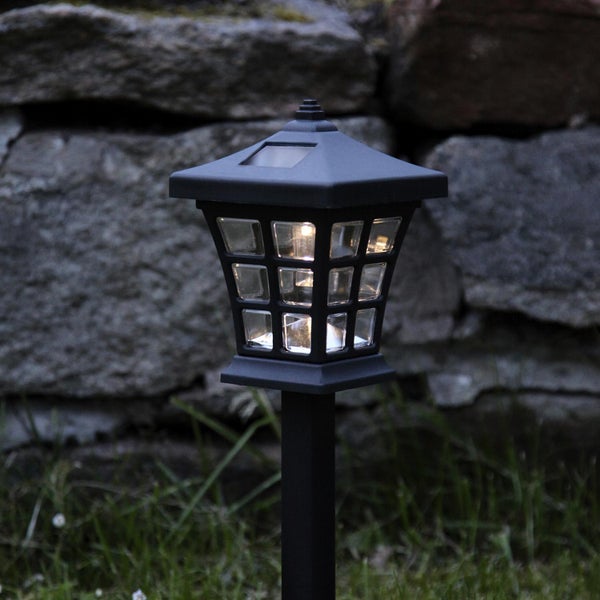 Schwarze Solarleuchte für den Garten.