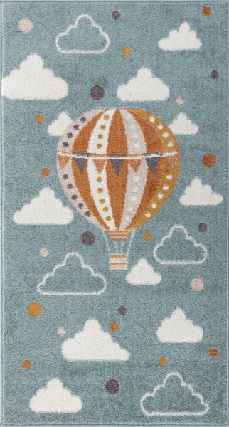 Teppich für Kinder Heißluftballon Wolken Mehrfarbig/Blau 80x150 cm MONTY