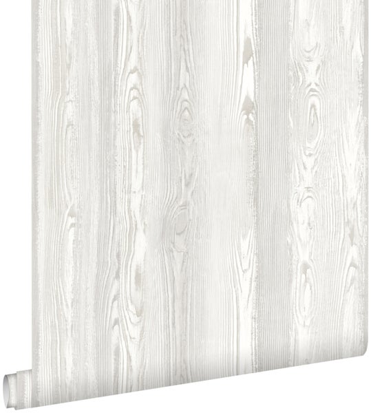 ESTAhome Tapete Holzoptik Weiß, Grau und Beige - 53 cm x 10,05 m - 148624