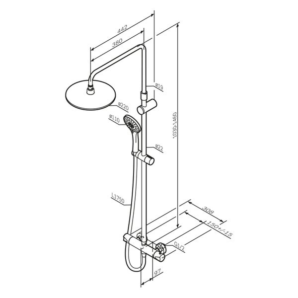 AM.PM Duschsäule inkl. Thermostat F07TA422 Hit  Schwarz matt
