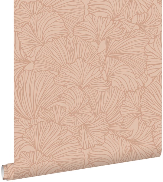 ESTAhome Tapete Ginkgoblätter Terrakotta - 53 cm x 10.05 m - 139490
