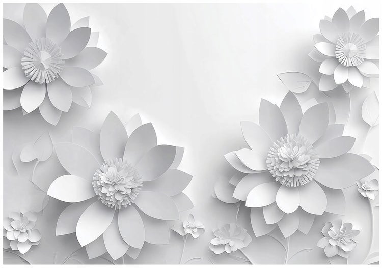 Fototapete 3D Effekt Blumen Grau Wohnzimmer Vlies Tapete 400x280 cm