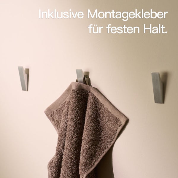 Designfabrik Hamburg Klebehaken ohne Bohren  |  4 Selbstklebende Haken | Wandhaken Silber