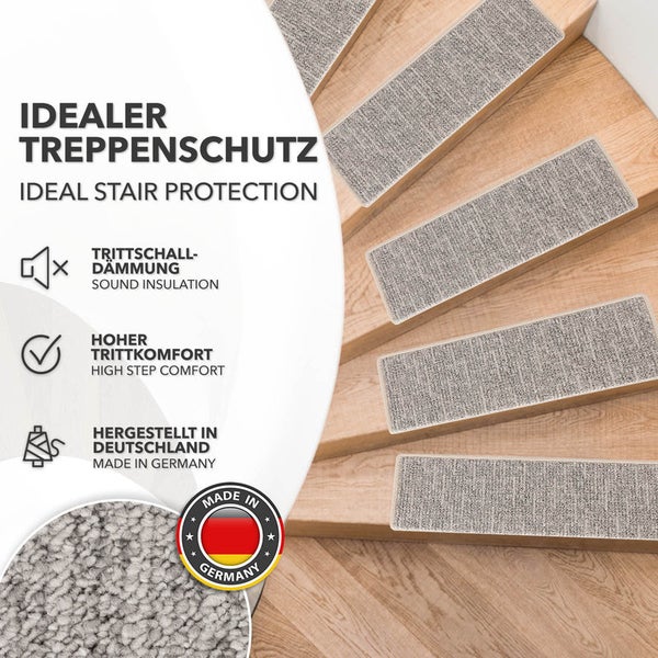 FLOORDIREKT Stufenmatte Alto - Selbstklebend - Silber - Rechteckig - 23,5 x 65 cm