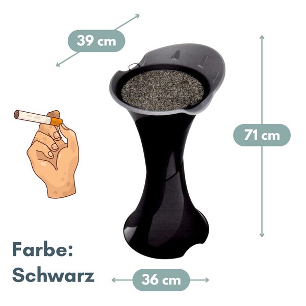 Standaschenbecher für Draußen Aschenbecher Outdoor Wetterfest Stand Aschenbecher für Draussen Standascher Säulenascher für Terrassen Balkone Stehaschenbecher Schwarz