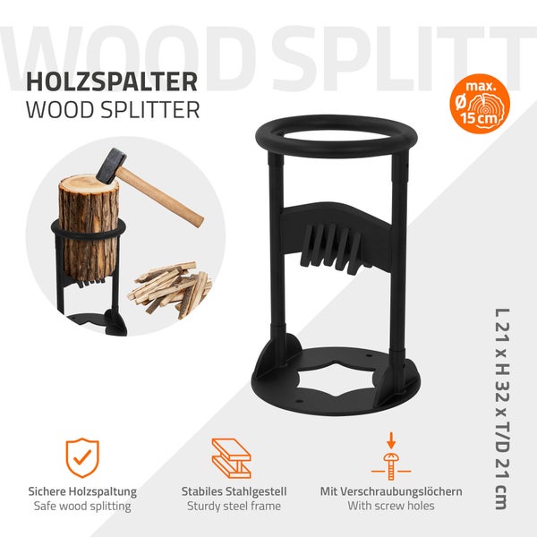 ECD Germany Manueller Holzspalter aus Hartstahl, Tragbarer Anzündholzspalter, Anzündholz Splitter rund, Spalten Werkzeug für Heim & Outdoor, Brennholzspalter mit Brennholz, Anzündspalter Spaltwerkzeug