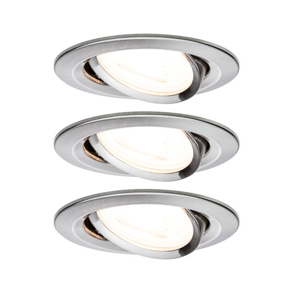 LED Einbauleuchte Nova Basisset schwenkbar rund 84mm 50° GU10 3x6,5W 3x460lm 230V 2700K Eisen gebürstet