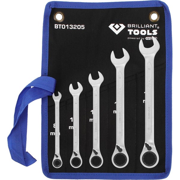 BRILLIANT TOOLS Ratschenringschlüssel-Satz 5tlg. umschaltbar 8 - 19 mm - BT013205