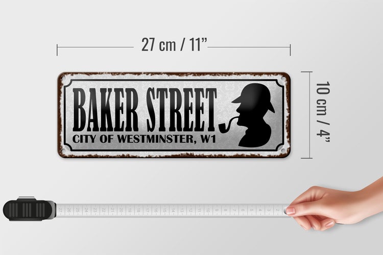 Blechschild Spruch 27x10cm Baker streeet city Westminster Dekoration