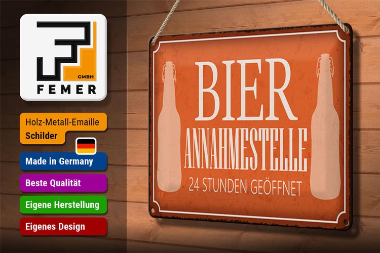 Blechschild Spruch 30x20cm Bier Annahmestelle 24 Stunden