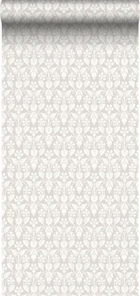 Borastapeter Tapete Blumen Grau und Weiß - 53 cm x 10.05 m - 660075