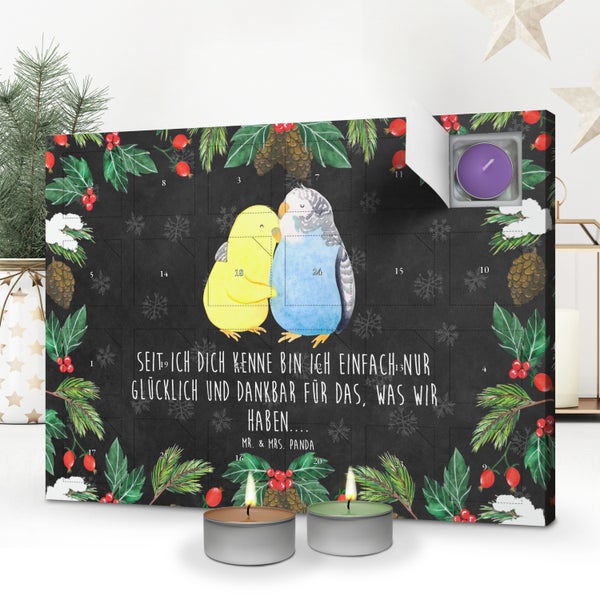 Mr. & Mrs. Panda Duftkerzen Adventskalender Wellensittich Liebe - Schwarz