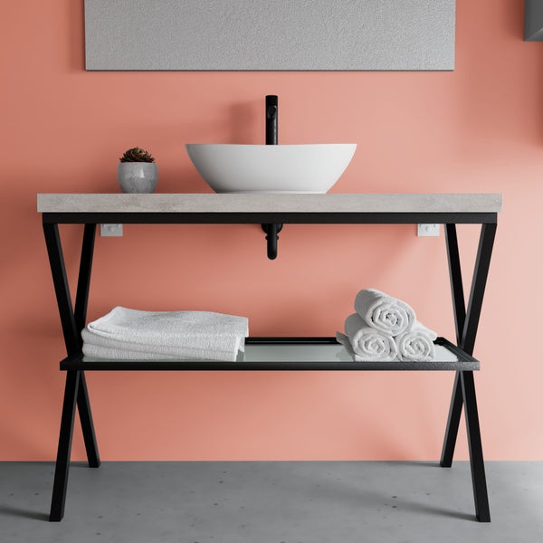 Badmöbel-Set mit Metall-Fußgestell in 100 cm | Lagos