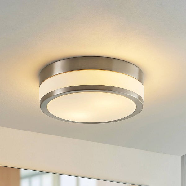 Lindby Glas Deckenlampe Badezimmerlampe Ø 28 cm, Schutzart IP44 Badlampe 2x E27 max. 15W ohne Leuchtmittel Deckenleuchte Bad Küche Flur Badleuchte