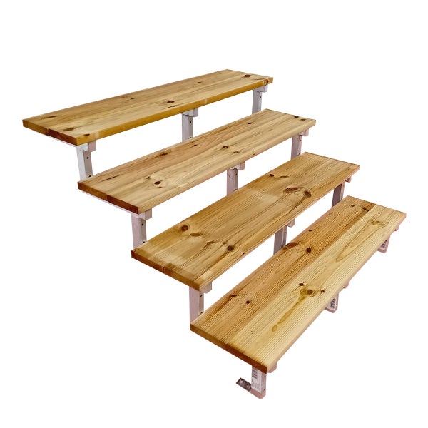OSLO - Außentreppe, Gartentreppe, Terrassentreppe  Stahl H71cm 4 Stufen Holz KDI Breite 140cm