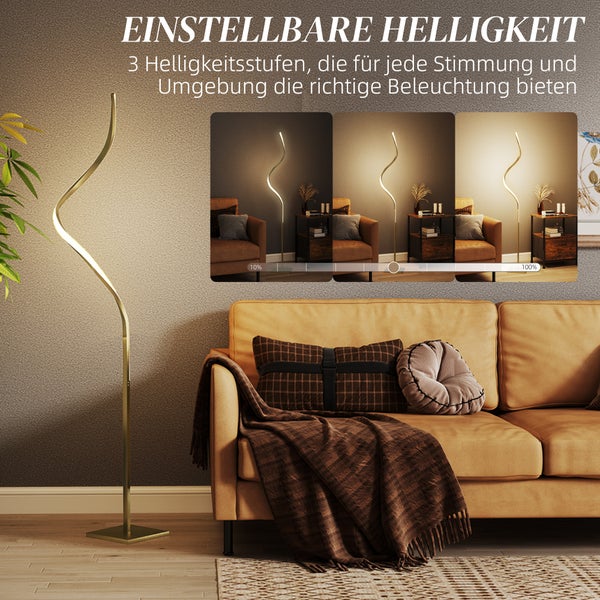 Stehlampe mit einstellbarer Helligkeit in einem Wohnzimmer