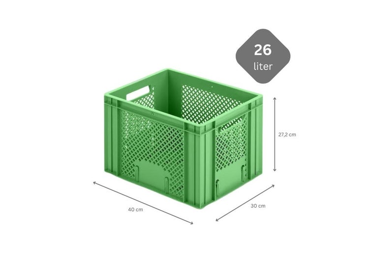 PROREGAL SuperSparSet 8 x Eurobehälter Obst- und Gemüsekasten HxBxT 27,2 x 30 x 40 cm 26 Liter Grün Obst-Gemüsekiste Obstkorb Transportbox