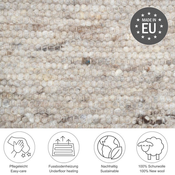 Handgewebter naturbelassener Wendeteppich Alm-Glück Sand 70x240 cm