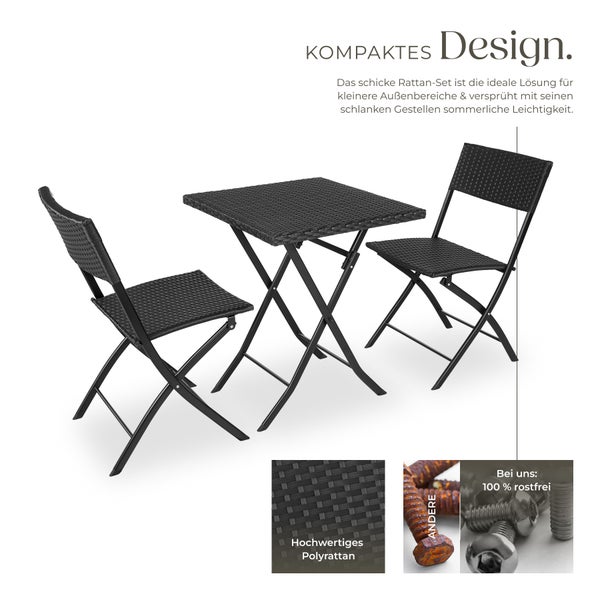Rattanset tectake Trevi geringes Gewicht für 2 Personen schwarz