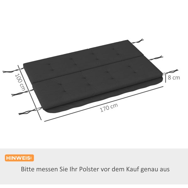 Outsunny Auflagen-Set für Hollywoodschaukel,  Stuhlkissen, Polyesterstoff, 3D vertikaler Schaumstoff, Schaumstoff, 170 cm, Dunkelgrau