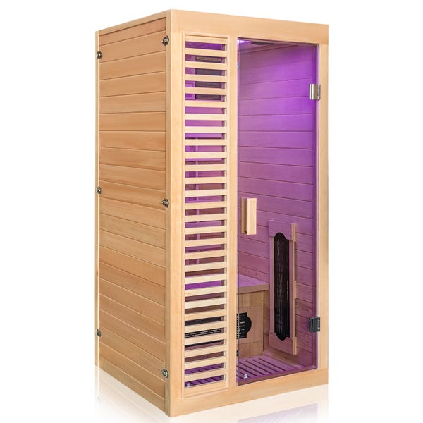 Dewello® Infrarotkabine Infrarotsauna HAMLIN 90cm x 90cm inkl. 4 Keramikstrahler, Karbon Karbonstrahler, 1Person, LED