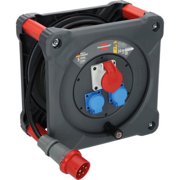 Brennstuhl Kabeltrommel mit 30 Meter Kabel und mehreren Steckdosen