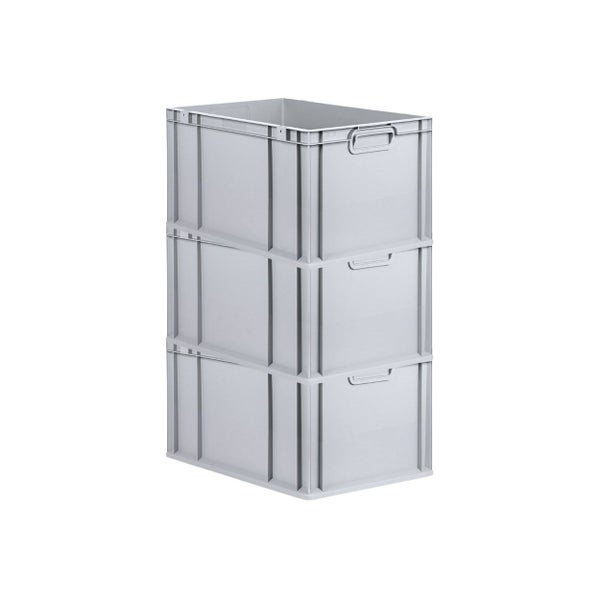 PROREGAL Spar Set 3x Eurobox Nextgen Economy Mit Scharnierdeckel & Roten Schiebeschnappverschlüssen Griffe Geschlossen HxBxT 32 x 40 x 60 cm 65 Liter