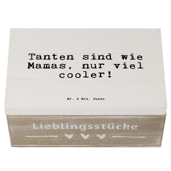 Mr. & Mrs. Panda 19 x 12 cm Holzkiste Tanten sind wie Mamas,... - Weiß
