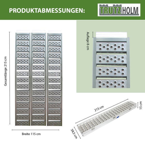 DREIBREIT by TRUTZHOLM 3-fach Auffahrrampe klappbar 215cm 1020kg Alu gelocht Verladerampe